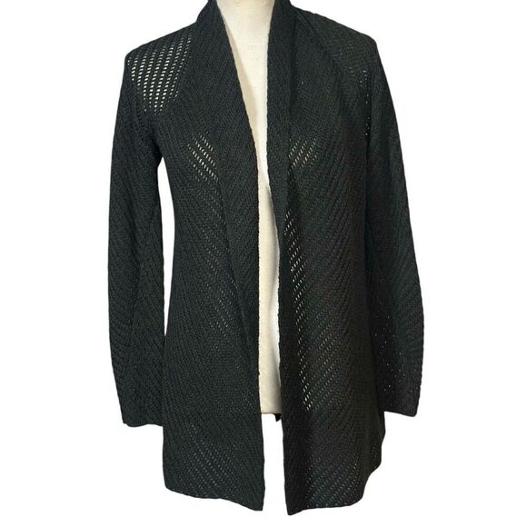 Eileen Fisher Cardigan Black Size Extra Small Merino Wool Duster Open Front - Picture 1 of 9